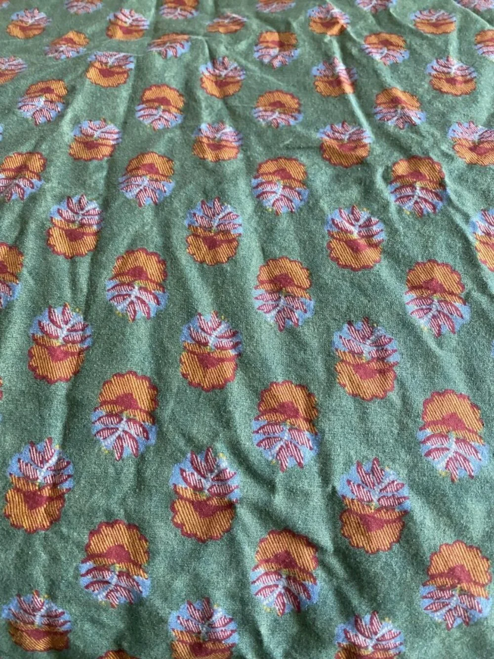 Lauren Ralph Lauren Queen Flat Sheet Green Cotton Mews Terrace Italy Vintage